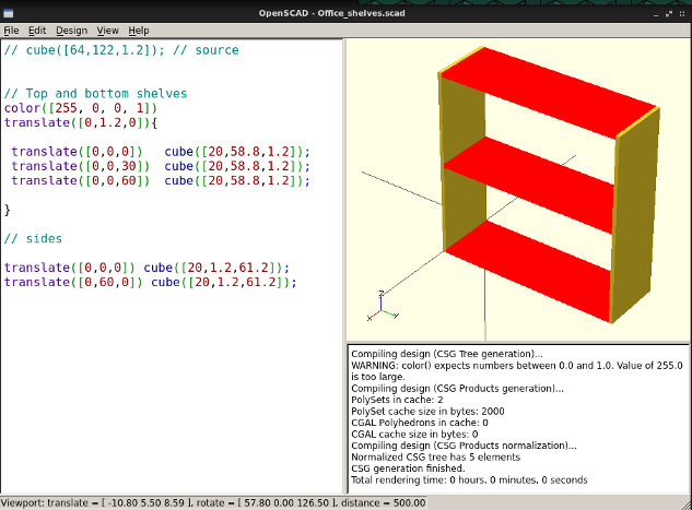OpenSCAD design view